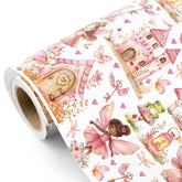 Fairy Wrapping Paper Roll - Mini Roll - 17 Inch X 16.5 Feet - Pink Fairy Tale Girls Birthday Wrapping Paper Perfect For Kids Girls Birthday, Baby Shower