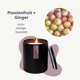 Passionfruit & Ginger Scented Candle - 75 Hour Burn - Luxury Non Toxic Soy Wax Candles - Long Lasting Black Tumbler Jar Candle For Home - 10.2Oz