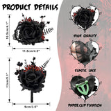Black Wrist Corsage And Boutonniere Set Gothic Flowers Bouquet For Wedding Flower Accessories Prom Suit Decorations-Black And Red