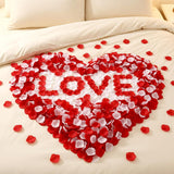 2000Pcs Fake White Roses Petals, White And Red Artificial Rose Petals, Fake Flower Petals For Decoration Romantic Night,Wedding,Flower Girl, Proposal Anniversary Decorations