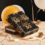 30Th Birthday Wrapping Paper Roll - Mini Roll - 17 Inch X 16.5 Feet - Black And Gold Balloons Happy Birthday Wrapping Paper Perfect For Man, Party, Holiday