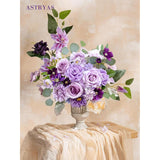 Purple Artificial Flowers Combo Mix Fake Roses Faux Peony Silk Dahlia With Stems For Diy Wedding Bouquets Centerpieces Arrangements Bridal Shower Party Home Decorations Floral Arrangements