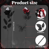 12 Pcs Halloween Artificial Roses Bouquet Long Stem Faux Red And Black Roses Bundles Fake Flowers With Skeleton Spider Halloween Floral Picks For Vase Arrangements Table Decorations