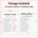 Baby Shower Game - Dad Jokes Game Cards For New Parents, New Mom & Dad Card, Gender Reveal Boy Or Girl, 30 Set Minimalist Baby Shower Party Supplies -08