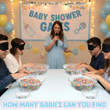 4 Sets 75 Pcs Baby Shower Games Funny Activities Include 8 Clear Basins Bowls 4 Blindfolds 60 Mini Babies 2 Light Color Mixed Beads And Card, Funniest Bridal Shower Game, Grab Baby Madness