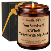 12Th Anniv. Candle - 12 Year Anniversary Candle Gifts For Her, Him - 12Th Anniversary Wedding Gifts For Wife, Husband, Couples - Happy Silk Anniv. Present For Men, Women, Girlfriend, Boyfriend