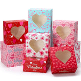 30 Pack Small Valentine'S Day Cookie Boxes, 6X6X3 Inches Cupcake Containers Valentines Bakery Treat Boxes With Heart Window For Cupcakes Donuts Cookie Chocolates Strawberries