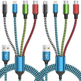 2 Pack 5FT 4 in 1 Multi Charging Cable USB C Lightning Micro USB for iPhone Android