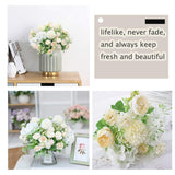 6 Pack Artificial Flowers Fake Faux Peony Silk Carnations Hydrangea Daisy Realistic Flower Bouquets Arrangements For Wedding Decoration Plastic Floral Table Centerpieces Decor(White)