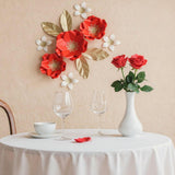 Christmas Paper Flower Set Of 11 – Red & Gold Shiny Cardstock 3D Flowers With Hook & Sticker – Dual Hanging Styles – Elegant Wall & Door Decor – Perfect For Holiday, Party & Home Decoration