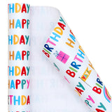 30 Inch Birthday Wrapping Paper Roll - Happy Birthday Wrapping Paper For Holiday, Party, Baby Shower - 30 Inch X 33 Feet