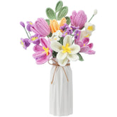 11 Pcs Crochet Flower Bouquet Handmade Knitted Tulip Bouquet Artificial Flowers Fake Tulips For Mothers Day Teacher Appreciation Nurse Gift (Purple)