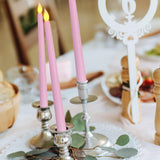 Pink Flameless Taper Candles With Remote, Battery Powered Halloween Led Candlesticks Set Of 6