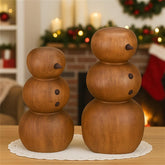 2 Pcs Snowman Christmas Decorations Wooden Christmas Table Decorations Cute Snowman Figurines Winter Tiered Tray Decor Xmas Wood Blocks For Party Office Home Shelf Indoor Decor Gifts