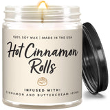Cinnamon Rolls Fall Candles For Home Scented – Cinnamon And Buttercream Frosting – Perfect Home Décor Gifts For Autumn, Holiday, Christmas, Winter - 9Oz, Soy Wax, 50 Hour Burn