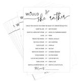 Bridal Shower Games, Would She Rather, 5X7 Inches, Fun And Hilarious Games For Bridal Shower, Wedding Shower, Bachelorette Party Decorations Supplies -A11