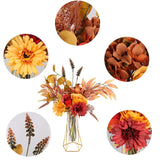 Fake Flowers With Vase, Artificial Flowers For Decoration Faux Flowers Arrangements Bouquet For Home Decor Table Centerpieces Kitchen Dining Room Wedding ?Deep Orange?