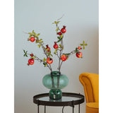 2Pcs Red Berry Stems Pomegranate Faux Flowers Fall Fake Floral Artificial Fruits Decor Tall Branches For Vase Room Dining Table Arrangements Christmas Tree Decorations Indoor