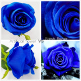 10Pcs Artificial Silk Flowers Fake Rose Flower Long Stems Bouquet For Arrangement Wedding Centerpiece Party Home Kitchen Decor (Royal Blue)