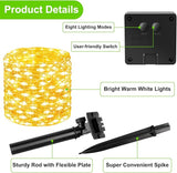 2 Pack Solar Fairy String Lights 80FT 200 LED Warm White Outdoor Waterproof Twinkle Lights with 8 Lighting Modes for Patio Garden Tree Party Holiday Decor