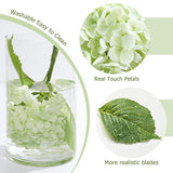 21" Real Touch Hydrangea Artificial Flowers With Long Stem & Leaves, Full Latex Faux Hydrangea Flowers For Home Decor Party Floral Arrangements Wedding Bouquets Centerpieces, Green 3Pcs
