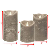 Real Wax Battery Operated Flameless Pillar Candles With Remote And Timer Realistic Flickering Electric Tall Led Lights For Wedding Dinner Party Christmas Centerpiece Fireplace Decor 3 Pack Gray