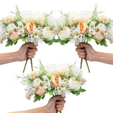 6 Pack Artificial Flowers Fake Faux Peony Silk Carnations Hydrangea Daisy Realistic Flower Bouquets Arrangements For Wedding Decoration Plastic Floral Table Centerpieces Decor(White)