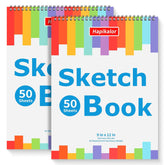 9" X 12" Sketch Book, 2-Pack 50 Sheets Spiral Bound Art Sketchbook, Acid Free Artist Drawing Book Paper, Art Supplies For Adults Kids, Craft Activities, Sketch Paper For Drawing Coloring Sketching
