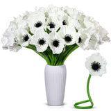 42 Pcs Artificial Poppy Flowers Bulk Pu Silk Poppy Flowers 11 Inch Anemone Stems Artificial Floral Table Centerpiece Decor For Halloween Wedding Home Party Veterans Supplies(White)