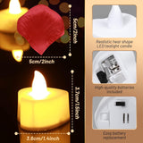 2000 Pieces Artificial Rose Petals With 24 Led Tea Lights Candles, Romantic Decorations Special Night Set For Night, Valentine'S Day, Wedding Anniversary Or Table Décor, Warm White
