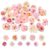 42Pcs Fake Flower Heads, Silk Pink Artificial Flowers For Crafts Diy Wreath, Centerpieces, Home Decoration, Faux Cake Flowers For Wedding Bridal Party Baby Shower Supplies