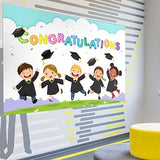 6x4 Ft "Congratulations" Backdrop Banner White Kindergarten/Grade Grad Decor