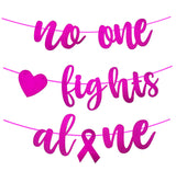 Breast Cancer Awareness Banner, Pink Ribbon No One Fights Alone Banner, Pink Glitter, Cancer Survivor Banner for School Party, Charity Organization Decoration?A)