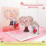Pop Up Anniversary Card - 3D Cherry Blossom Heart Tree, Couple & Wishing Pavilion Love Card - Ideal Pop Up Wedding Card For Anniversary, Valentine’S, Birthday (6X8 Inches) | For Wife, Husband, Her, Him, Girlfriend, Couple