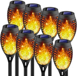 8 Pack Solar Torch Lights Flickering Flame Waterproof Outdoor Garden Yard Decor Lights