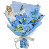 Crochet Flowers, Crochet Flower Bouquet Of Crochet Lily, Tulips, Lily Of The Valley, Handmade Artificial Flowers For Home Decor, Wedding, Anniversary, Birthday Gifts For Women (Include Card)