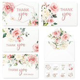 32 Pack Thank You Cards With Envelopes Stickers Blush Floral Blank Note Cards Bulk 4 Design Flower Thank You Greeting Cards For Wedding Baby Shower Bridal Shower And All Occasions, 4 X 6