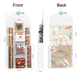 Hanging Gift Wrapping Paper Storage, 40"X17" White Double-Sided Christmas Wrapper Bag Container, Oxford Craft Roll Organizer, Present Wrap Holder For Bedroom Closet, Door, Cabinet