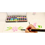 Eg Liberty 50 Color Solid Watercolor Paint Set, Professional Artist Watercolors, Metal Tin Travel Kit With Brushes And Mixing Palette