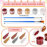 140 Pcs Mini Acrylic Paint Set For Kids Washable Acrylic Paint Strips Bulk With 20 Pcs Painting Brushes For Diy Art And Craft Party Student Classroom Painting Supplies Gifts (Metallic Color)