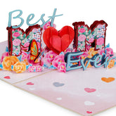 3D Pop Up Mothers Day Card, Best Mom Ever, For Mom, Wife - 5" X 7" Cover - Includes Envelope And Note Tag