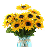15.74'' Artificial Sunflowers Bouquet With 14 Heads(Two Different Diameter Of Flowers) And 40 Leaves Fake Silk Sunflowers Bouquet For Home Office Parties And Wedding Decoration