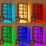 RGB Under Cabinet LED Lighting Kit with Warm White Light Dimmable Linkable LED Light Bars Plug In Setup