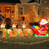 12Ft Christmas Inflatables Santa Claus On Sleigh With Reindeer Deer Merry Christmas Blow Up Yard Décor Led Light For Xma