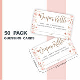 B10 Diaper Raffle Game Kit - Wildflowers Theme - 1 Sign & 50 Tickets, Decoration For Girl'S Baby Shower, Gender Reveal, Baby Announcement, Party Favor & Decorations