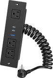 Recessed Power Strip Outlet Kit 65W USB C Fast Charging 3 AC Ports Black
