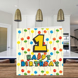 1St Birthday Card Unisex - Lollipop Sweets Candy - Happy Birthday Card 1 Year Old Son Daughter Brother Sister Grandson Granddaughter Niece Nephew Cousin, 5.7 X 5.7 Inch First Bday Greeting Card