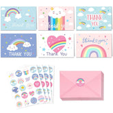 24 Pcs Rainbow Thank You Cards With Envelopes And Stickers Thank You Notes For Birthday Shower Party Favors Wedding Supplies