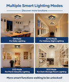 12.2 Inch Motion Sensor Outdoor Ceiling Light with Remote Black Flush Mount Fixture