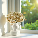 24Pcs Ranunculus Artificial Flower Faux Silk Mini Ranunculus Flowers For Diy Bouquet,Bulk Fake Wedding Filler Flowers For Centerpieces Arrangements Bridal Shower Decorations, Cream